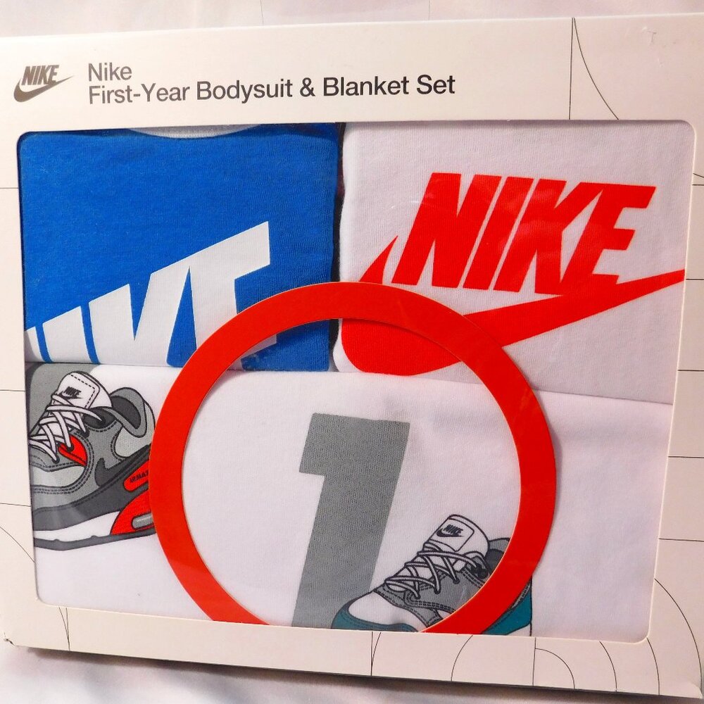 Nike Baby First Year Bodysuits and Blanket Set Unisex 0-12m